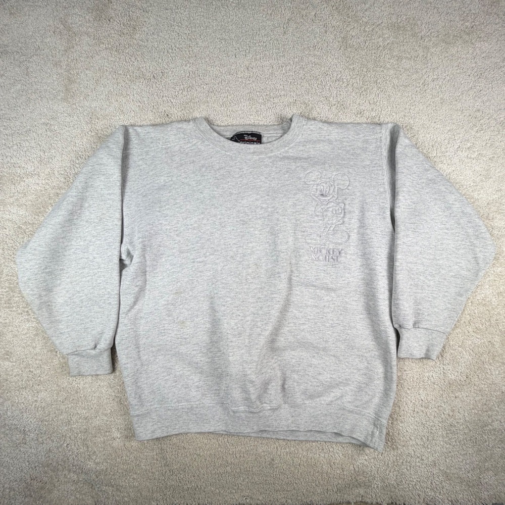 Vintage Disney Originals Mickey Mouse Embroidered Sweatshirt Gray Crewneck Large
